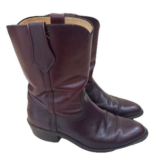 Vintage Frye 3150 Red Burgundy Leather Roper Boots Size 12 Made in USA - Picture 1 of 12